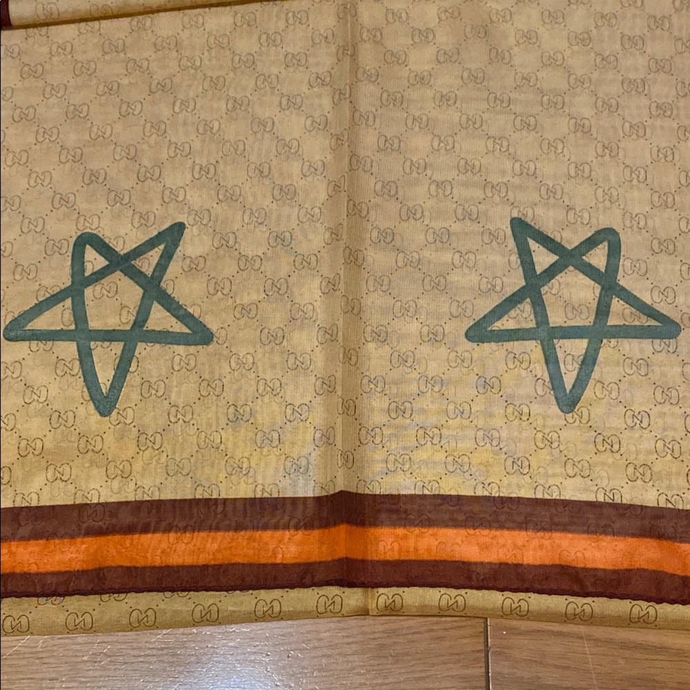 Brown And Orange Patterned Scarf - image 2